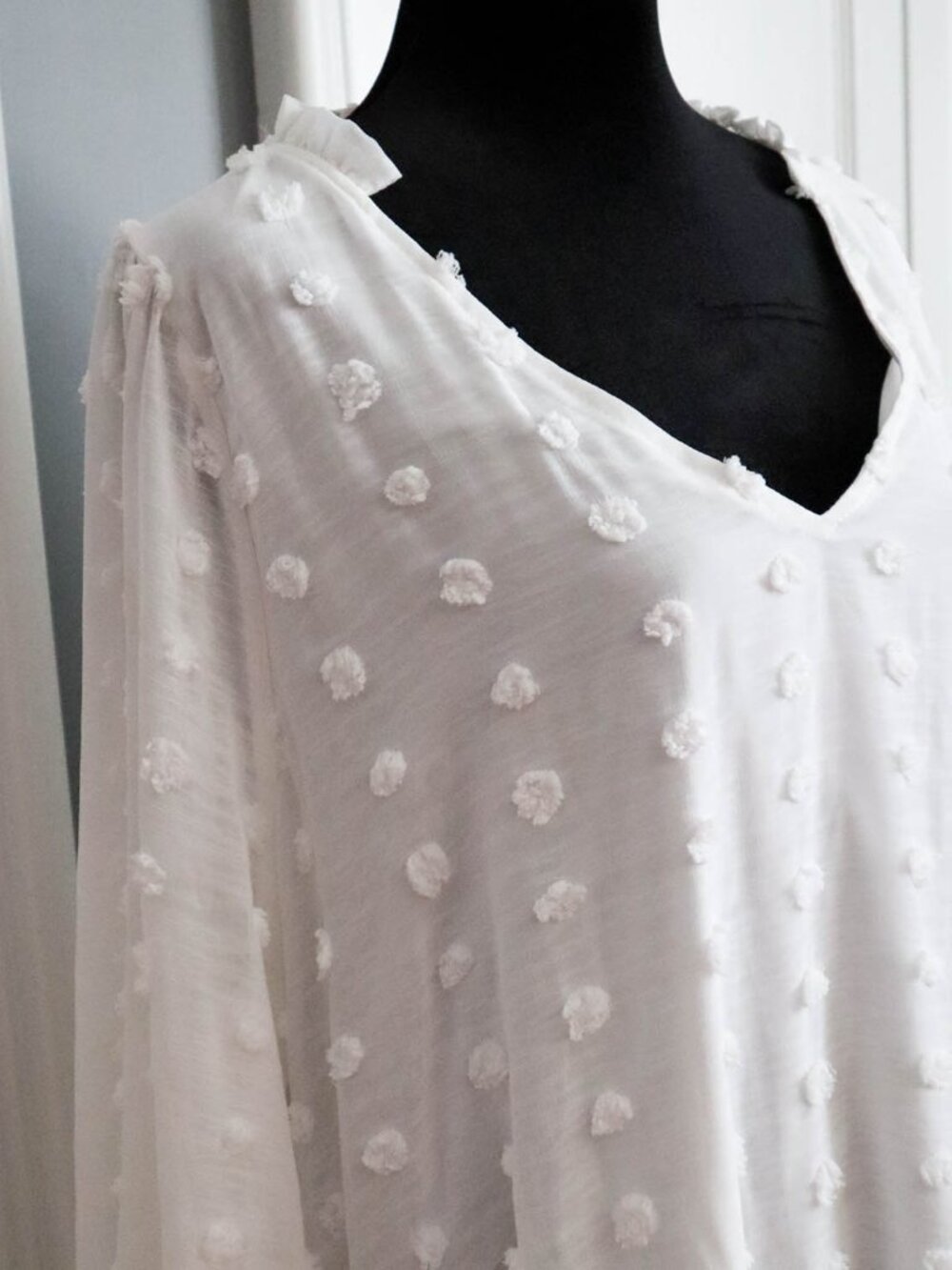 Arula Dress Sz B Woman's US Plus Size 2x White Swiss Dot Baby Doll Dress Boho - Picture 4 of 9